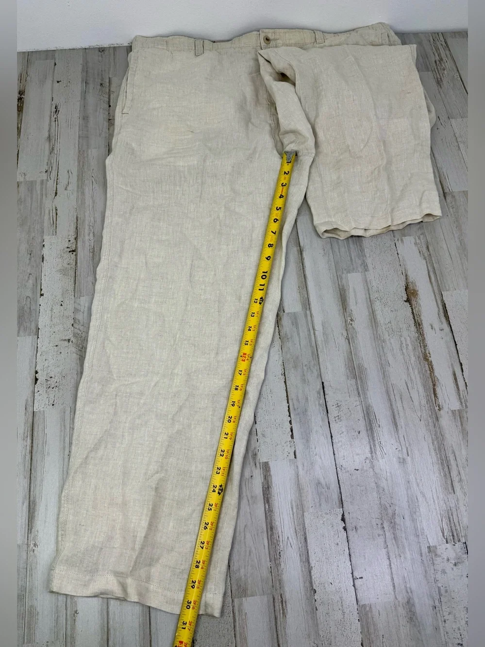 Tommy Bahama Relax Mens XL Beige 100% Linen Drawstring Straight Leg Pants
